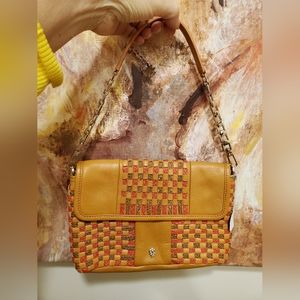 NWT $$750 Helen Kaminski woven leather and raffia handbag with shoulder strap